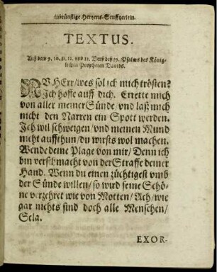 Textus. David. 39. Psalm, vers 9.- 13.