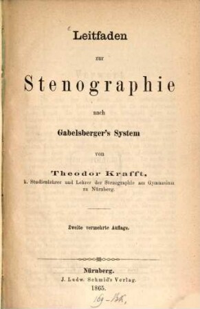 Leitfaden zur Stenographie nach Gabelsberger's System