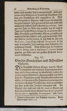 Cap. VI. Von der Griechischen und Assyrischen Historie