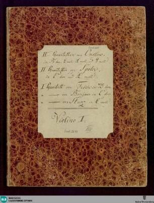 [Hs.: 1]tes Quartett für zwey Violinen, Bratsche und Violoncelle : [hs.: 4]tes Werk. No. [hs: 1]