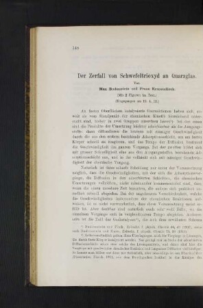 Der Zerfall von Schwefeltrioxyd an Quarzglas
