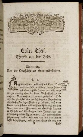 Erster Theil. Theorie von der Erde.