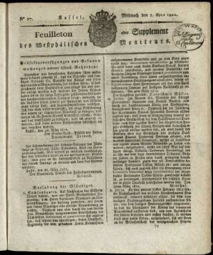No. 27, Mittwoch den 1. April 1812