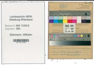Entnazifizierung Wilhelm Ellermann , geb. 08.08.1894 (Schulrat)