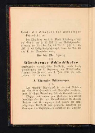 Benützung des Nürnberger Schlachthofes