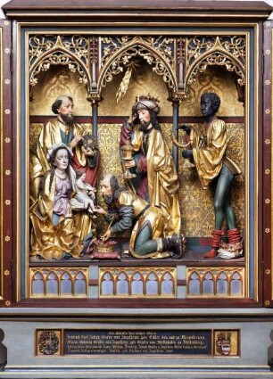 Geisenheimer Dreikönigsaltar — Die Anbetung des Christusknaben durch die Heiligen Drei Könige im Beisein Josefs