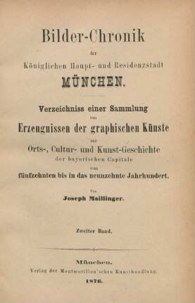 Band 2: Bilder-Chronik der Königlichen Haupt- und Residenzstadt München