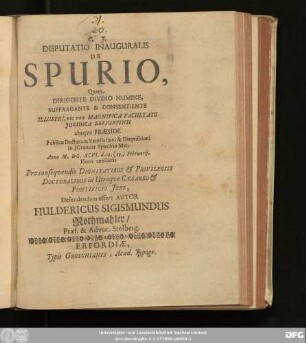 Disputatio Inauguralis De Spurio