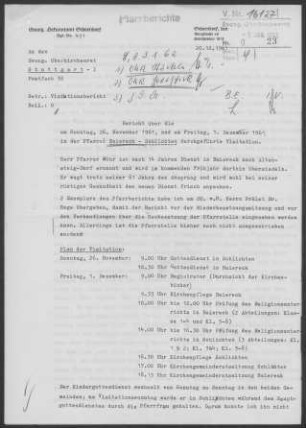 Baiereck-Schlichten: Visitationsbericht und Pfarrbericht 1961