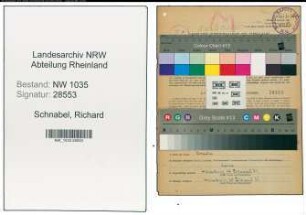 Entnazifizierung Richard Schnabel , geb. 15.02.1916 ()