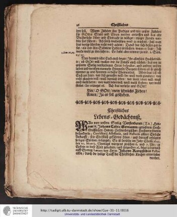 Christliches Lebens-Gedächtniß