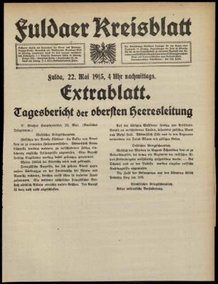 Ausgabe vom Samstag, den 22. Mai 1915.