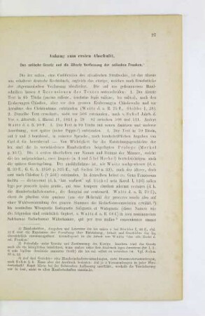 Anhang zum ersten Abschnitt. Das salische Gesetz und die älteste Verfassung der salischen Franken