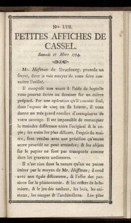 No LVII (Samedi 27 Mars 1784)