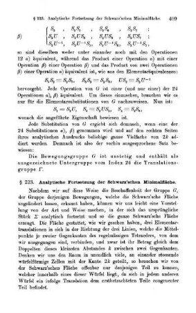 § 223. Analytische Fortsetzung der Schwarz'schen Minimalfläche.
