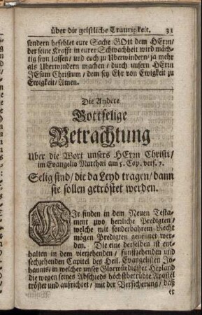 Die Andere Gottselige Betrachtung [...] Selig sind / die da Leyd tragen / dann sie sollen getröstet werden.