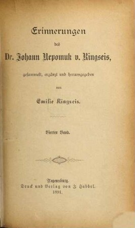 Erinnerungen des Dr. Johann Nepomuk v. Ringseis, 4