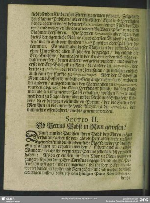 Sectio II. Ob Petrus Pabst in Rom gewesen?