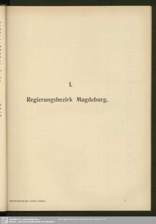 I. Regierungsbezirk Magdeburg