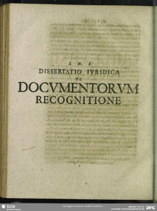[III.] De Documentorum Recognitione