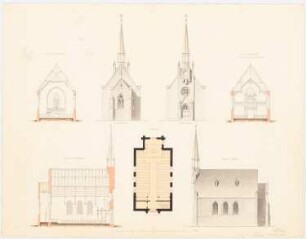 Kirche: Grundrisse, Ansichten, Schnitte