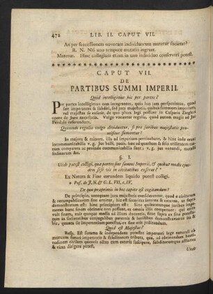 Caput VII. De Partibus Summi Imperii.