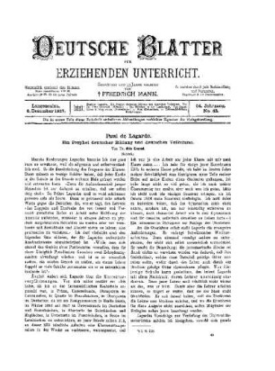 Paul de Lagarde : ein Prophet deutscher Bildung und deutschen Volkstums ; (Schluß)