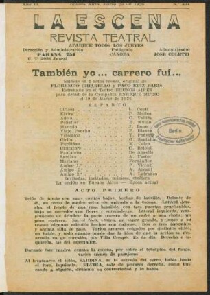 También yo... carrero fuí... : sainete en 2 actos breves