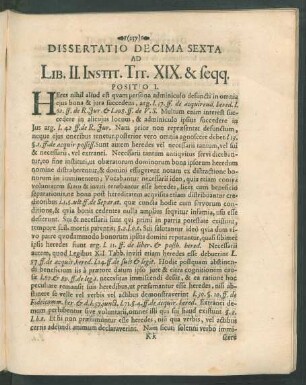 Dissertatio Decima Sexta Ad Lib. II. Instit. Tit. XIX. & seqq.