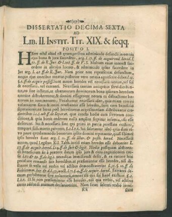 Dissertatio Decima Sexta Ad Lib. II. Instit. Tit. XIX. & seqq.