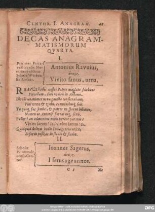 Decas Anagrammatismorum Quarta.