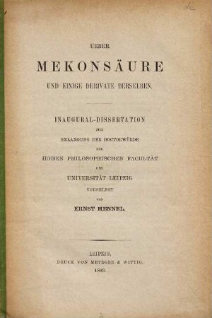 Über Mekonsäure und einige Derivate derselben