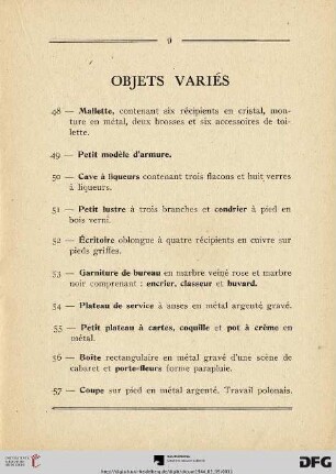 Objets Variés (Nr. 48-64)