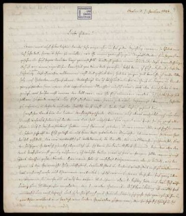 Brief von Wilhelm Christoph Friedrich Arnold an Nikolaus Ludwig Arnold und Marie Dorothea Juliane Ernst
