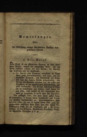 Bemerkung über die Abfassung einiger schriftlichen Aufsätze des gemeinen Lebens.