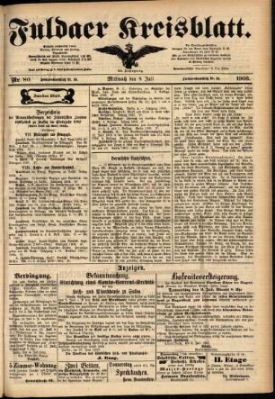 Zweite Ausgabe vom Mittwoch, den 08. Juli 1903.