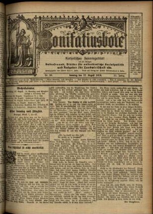 Erste Ausgabe vom Sonntag, den 27. August 1916.