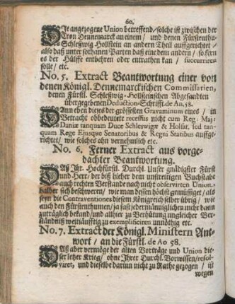 No. 6. Ferner Extract aus vorgedachter Beantwortung.