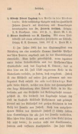 128-136 [Rezension] Leitschuh, Friedrich, Albrecht Dürers Tagebuch