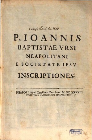 Ioa. Bapt. Ursi Inscriptiones