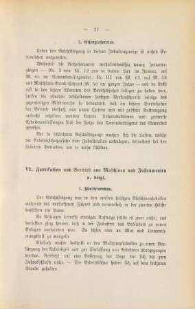 VI. Fabrikation und Vertrieb von Maschinen und Instrumenten.