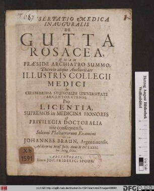 Dissertatio Medica Inauguralis De Gutta Rosacea