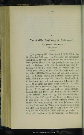 V. Der römische Bohlenweg im Dievenmoore : (Nachtrag.)