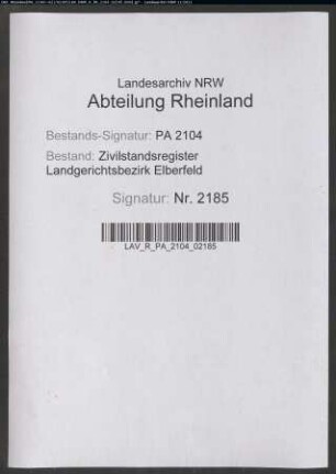 Geburtsregister Heiligenhaus