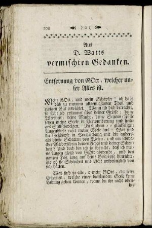 Aus D. Watts vermischten Gedanken.