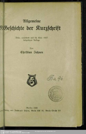 Allgemeine Geschichte der Kurzschrift