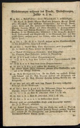 Veränderungen während des Drucks, Verbesserungen, Zusätze u.s.w.