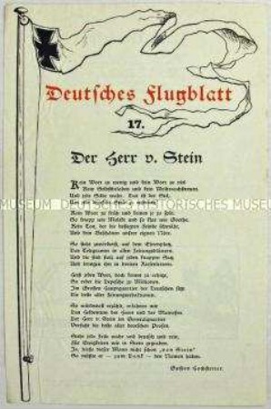 Flugblatt mit zwei patriotischen Gedichten von Gustav Hochstetter