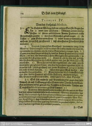 Titulus IV. Von der Hospital-Medicis