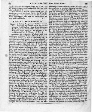 Gansauge, H. v.: Kriegswissenschaftliche Analekten in Beziehung auf frühere Zeiten und auf die neuesten Begebenheiten. Berlin: Stuhr 1832
